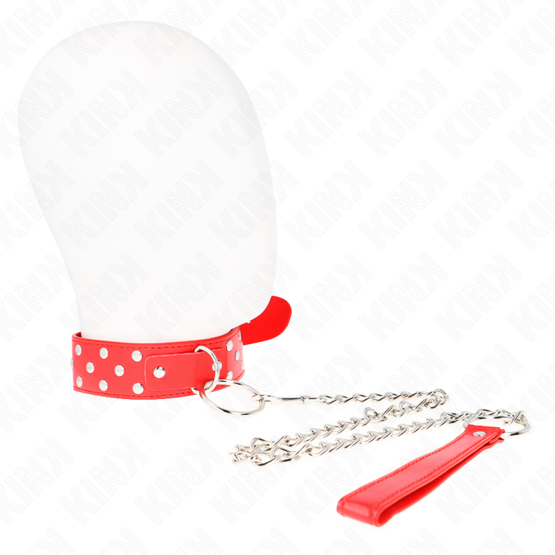 KINK - COLLANA CON CINTURINO E RIVETTO AD ANELLO 65 CM ROSSO REGOLABILE 36-50 CM X 3,8 CM