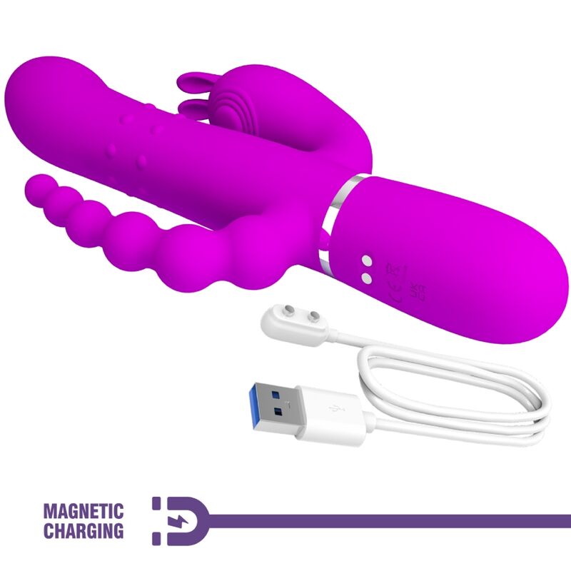 PRETTY LOVE - CAMMY VIBRADOR TRIPLE MULTIFUNCIÓN 4 EN 1 ROSA