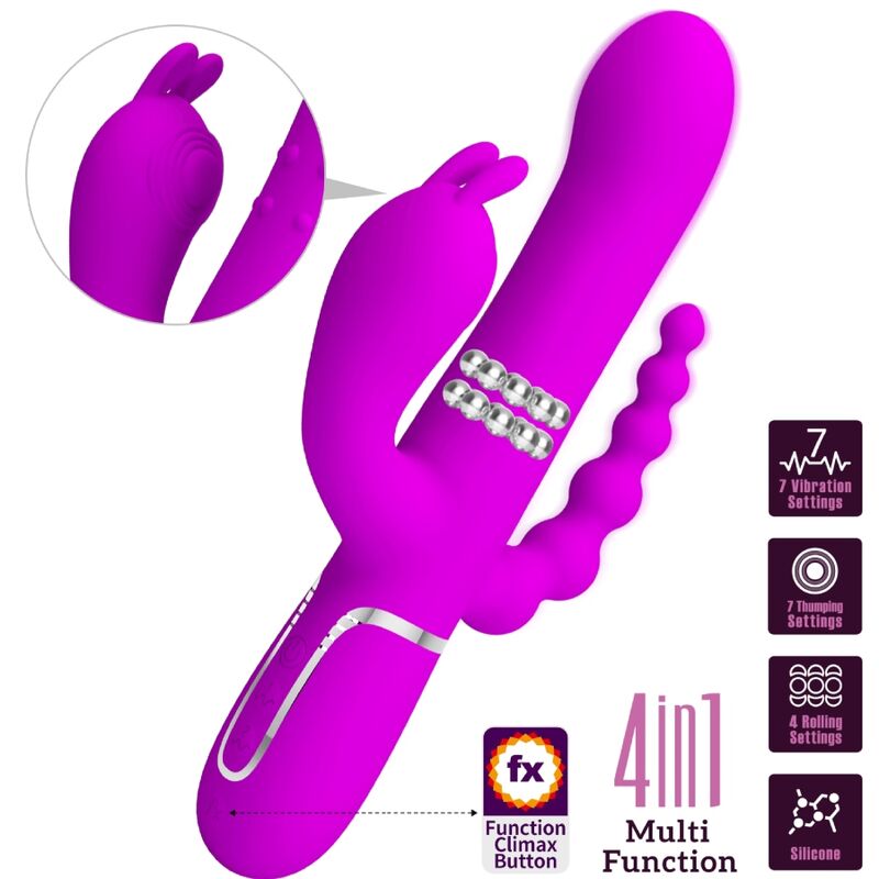 PRETTY LOVE - CAMMY TRIPLO VIBRATORE MULTIFUNZIONE 4 IN 1 ROSA