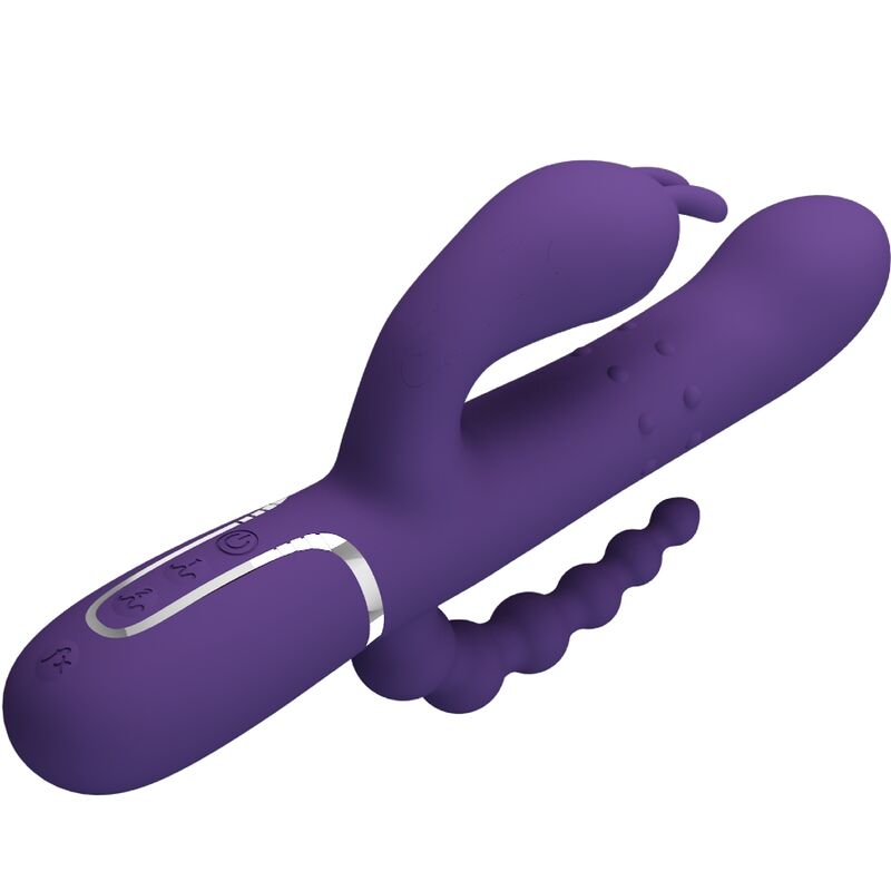 PRETTY LOVE - CAMMY VIBRADOR TRIPLE MULTIFUNCIÓN 4 EN 1 MORADO