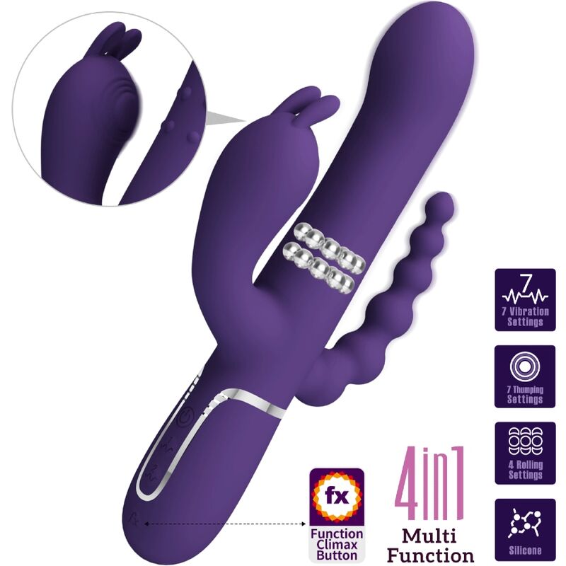 PRETTY LOVE - CAMMY TRIPLO VIBRATORE MULTIFUNZIONE 4 IN 1 VIOLA