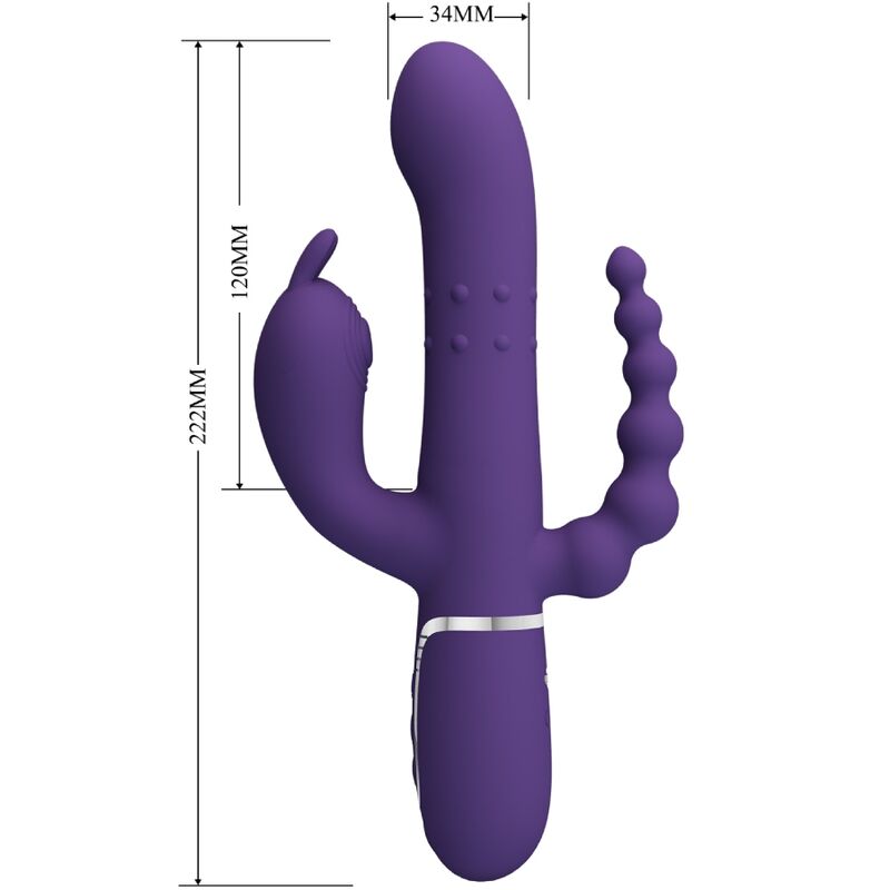 PRETTY LOVE - CAMMY VIBRADOR TRIPLE MULTIFUNCIÓN 4 EN 1 MORADO