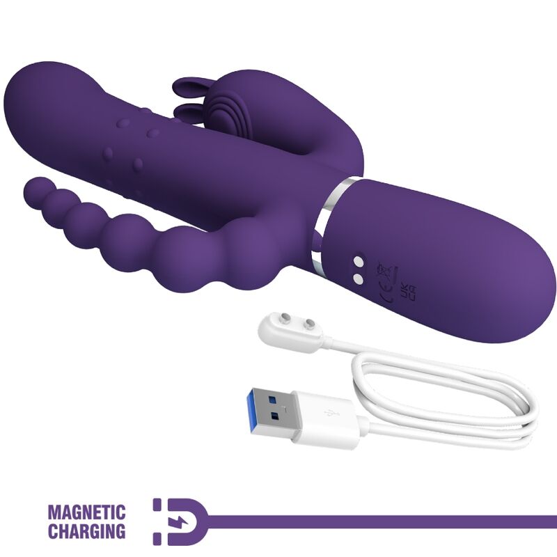 PRETTY LOVE - CAMMY TRIPLO VIBRATORE MULTIFUNZIONE 4 IN 1 VIOLA