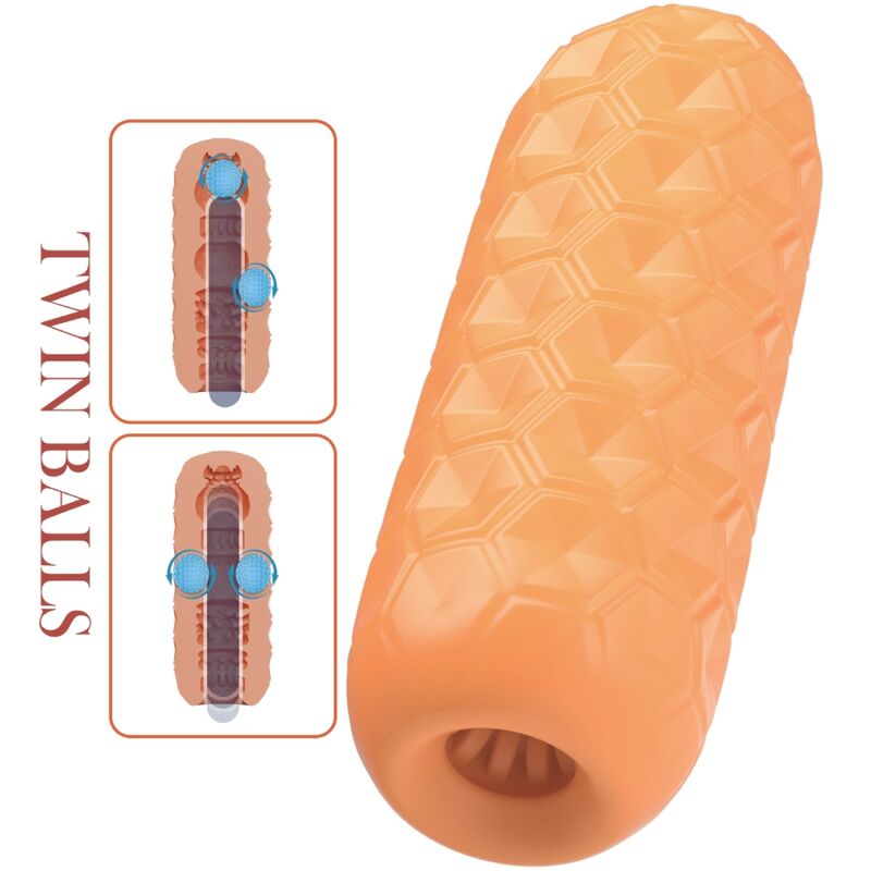 PRETTY LOVE - MASTURBADOR MASCULINO TWIN BALLS NARANJA