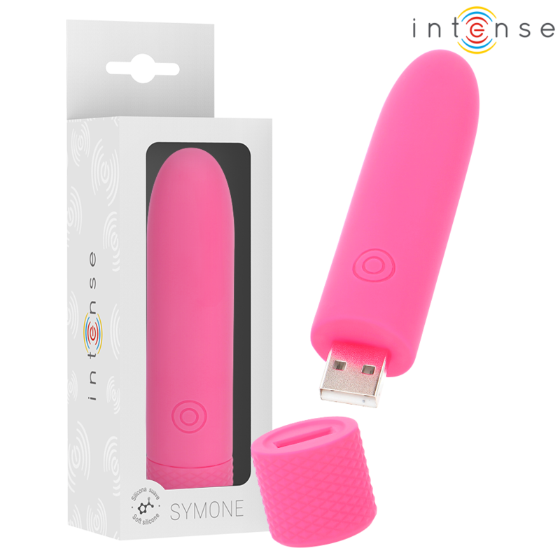 INTENSE - SYMONE PROIETTILE VIBRANTE RICARICABILE USB 8 VIBRAZIONI ROSA 10 X 2,2 CM