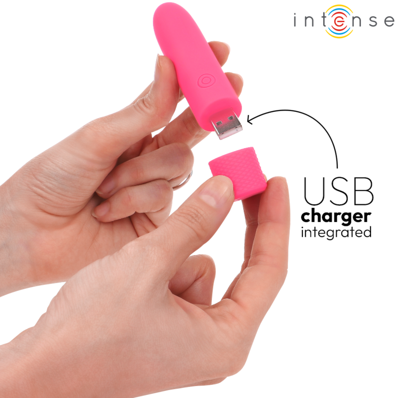 INTENSE - SYMONE PROIETTILE VIBRANTE RICARICABILE USB 8 VIBRAZIONI ROSA 10 X 2,2 CM