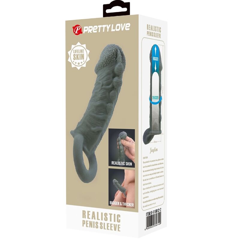 PRETTY LOVE - FUNDA REALISTA PARA ALARGAR EL PENE Y RETARDAR EL ESTILO GRIS