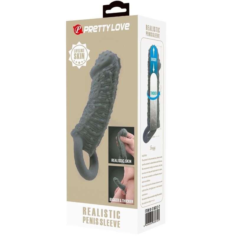 PRETTY LOVE - MODELLO 2 GRIGIO INGRANDITORE E MANICA RITARDANTE PER PENE REALISTICO