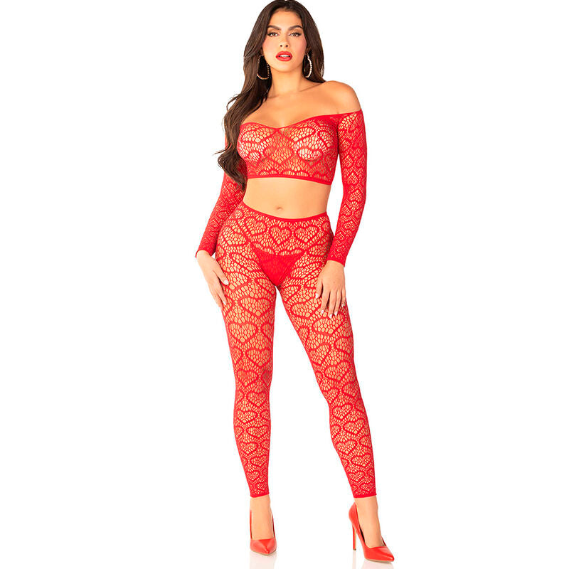 LEG AVENUE - TOP CORTO + MEDIAS ROJO TALLA ÚNICA