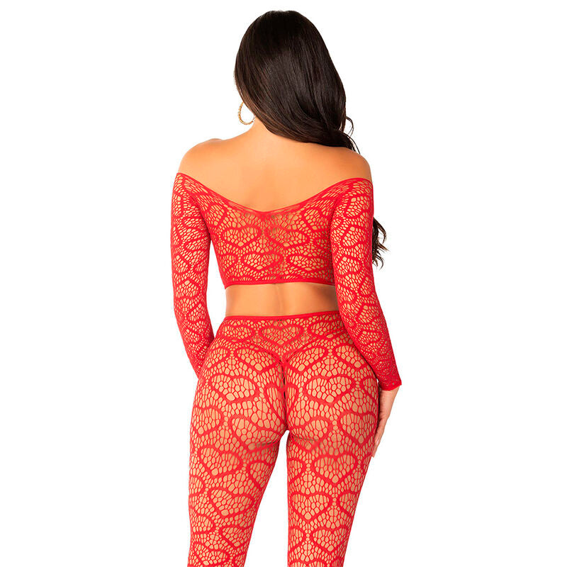 LEG AVENUE - TOP CORTO + MEDIAS ROJO TALLA ÚNICA