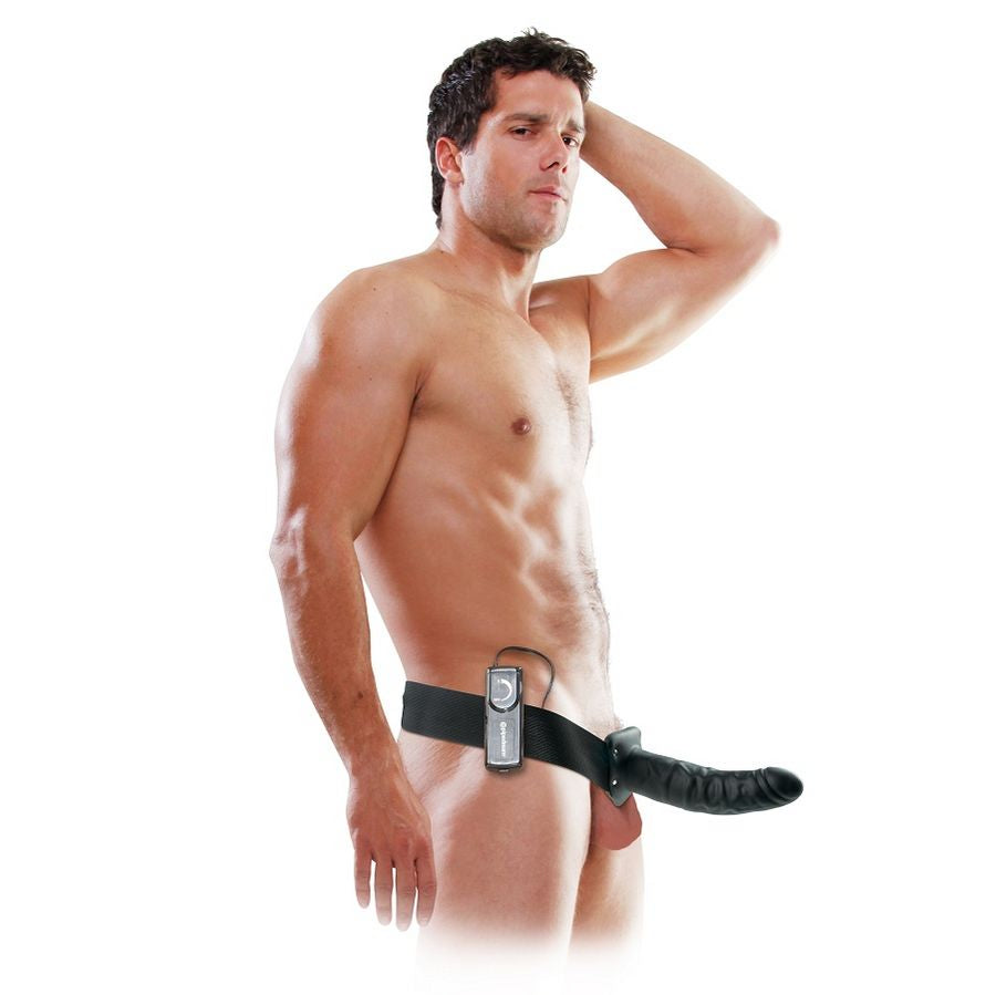 SERIE FETISH FANTASY - STRAP-ON VIBRANTE CAVO NERO DA 19 CM