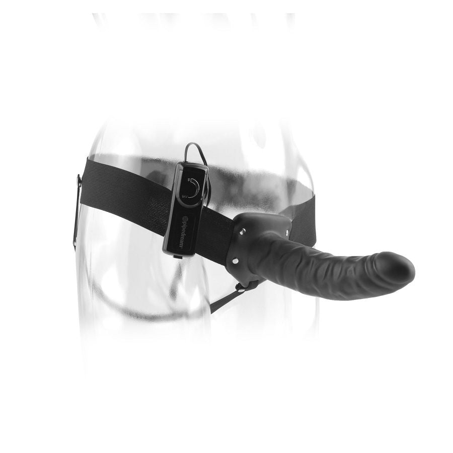 SERIE FETISH FANTASY - STRAP-ON VIBRANTE CAVO NERO DA 19 CM