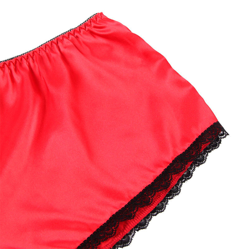 SUBBLIME - 953898 CAMISÓN + BRAGUITA DE SEDA Y ENCAJE ROJO S/M