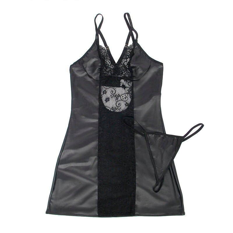 SUBBLIME - 954161 ABITO + PERIZOMA IN PELLE NERO S/M