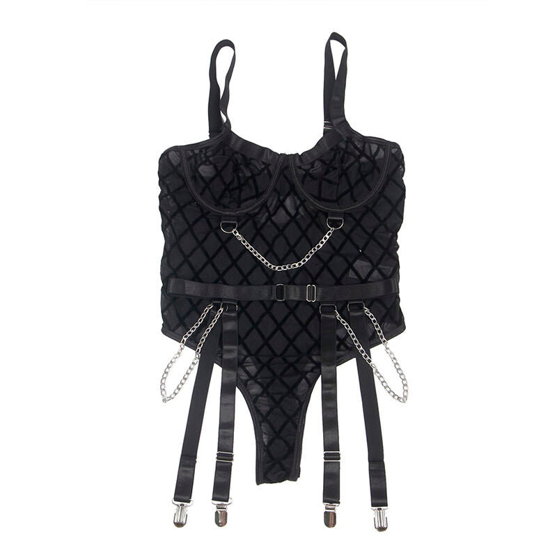 SUBBLIME - 954260 BODY CON CADENAS + LIGUERO NEGRO S/M