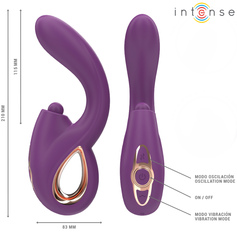 INTENSE - LALI VIBRADOR MULTIFUNCIÓN PUNTO G TOQUES, EMPUJES Y VIBRACIÓN MORADO