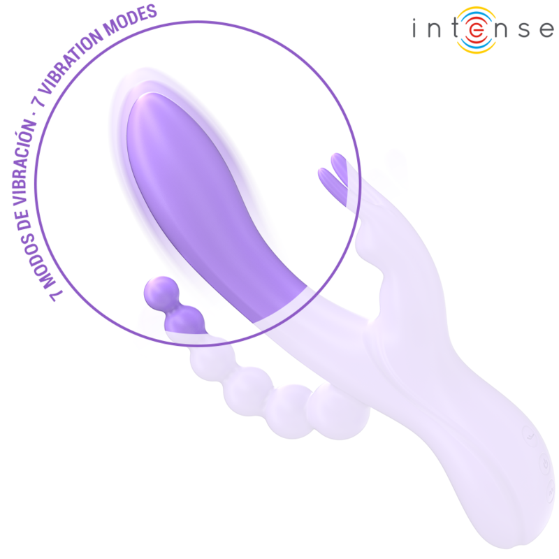 INTENSO - MIKO TRIPLE VIBRADOR CONEJO Y ESTIMULADOR ANAL 7 VIBRACIONES MORADO