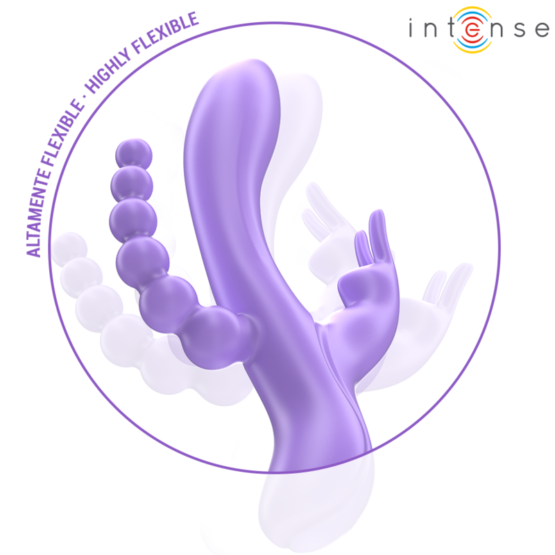 INTENSE - MIKO TRIPLO VIBRATORE CONIGLIO &amp; STIMOLATORE &amp; ANALE 7 VIBRAZIONI VIOLA