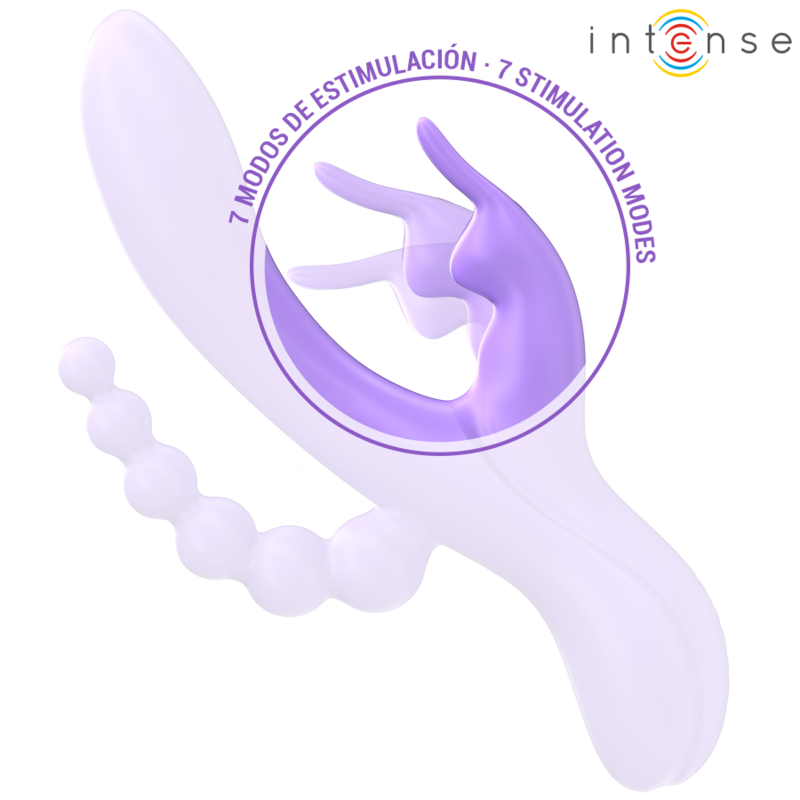 INTENSE - MIKO TRIPLO VIBRATORE CONIGLIO &amp; STIMOLATORE &amp; ANALE 7 VIBRAZIONI VIOLA