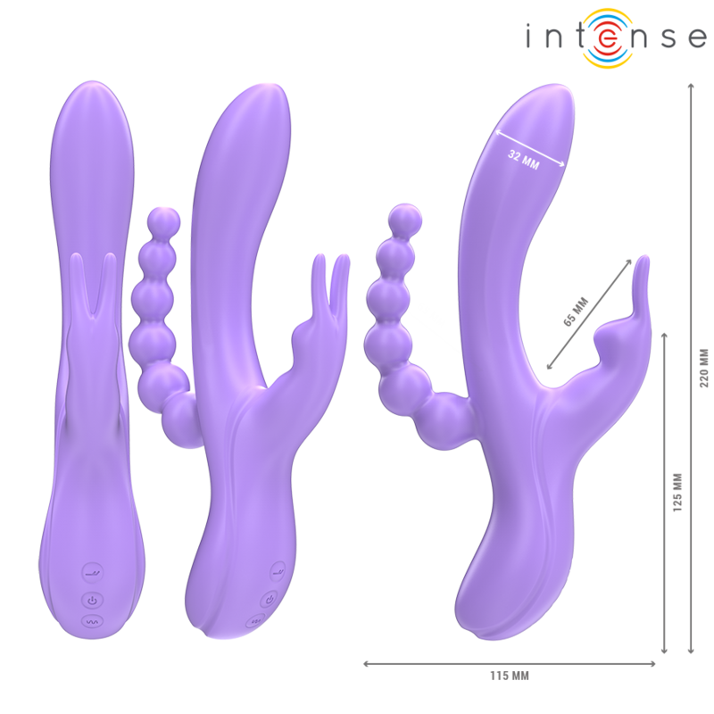 INTENSO - MIKO TRIPLE VIBRADOR CONEJO Y ESTIMULADOR ANAL 7 VIBRACIONES MORADO
