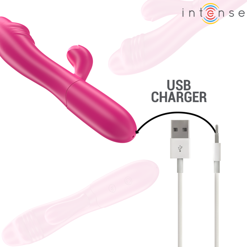 INTENSE - VIBRADOR FLEXIBLE IVY 10 VIBRACIONES CON LENGUA ESTIMULANTE ROSA