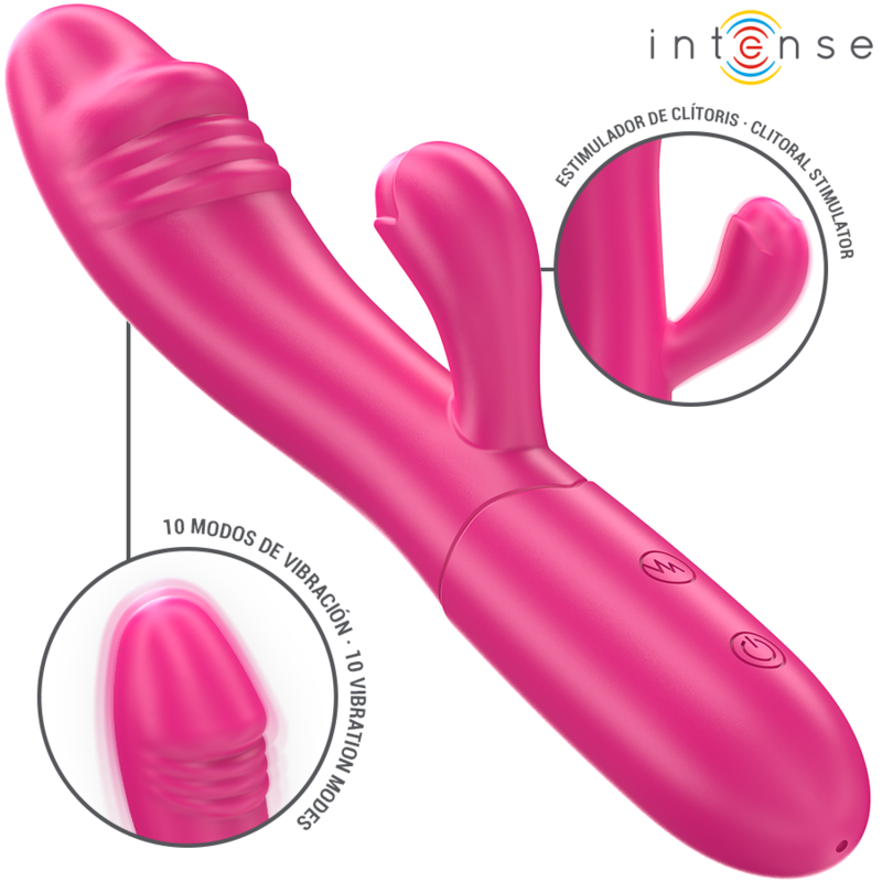 INTENSE - VIBRADOR FLEXIBLE IVY 10 VIBRACIONES CON LENGUA ESTIMULANTE ROSA
