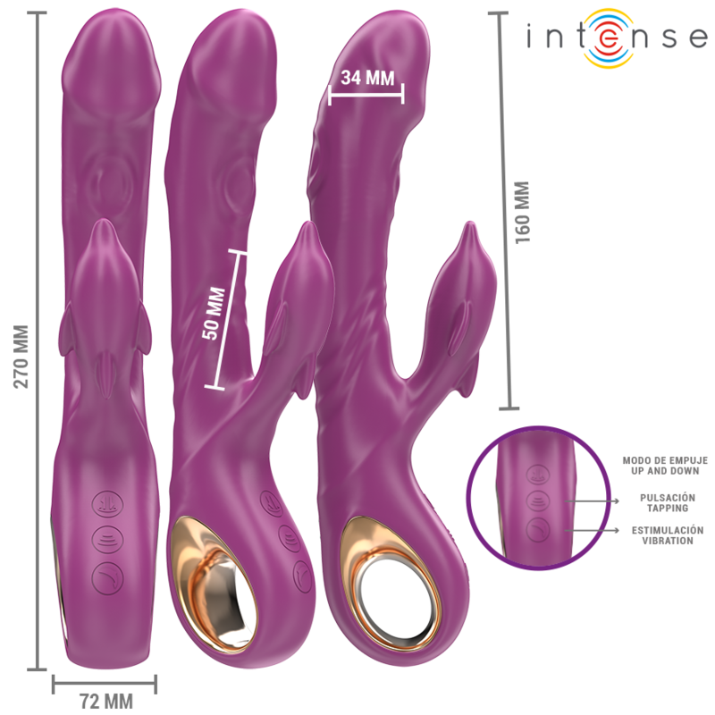 INTENSE - VIBRADOR MULTIFUNCIÓN HALLE CON LENGUA ESTIMULANTE DOLPHIN MORADO