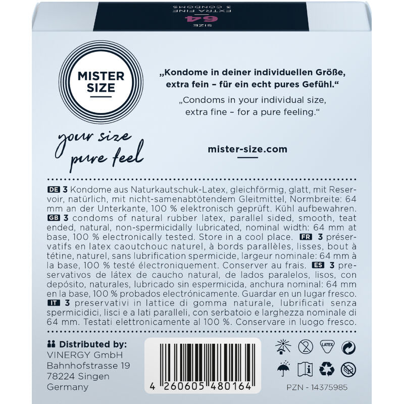 MISTER SIZE - CONDONES TALLA XXL 64 MM (3 UNIDADES)