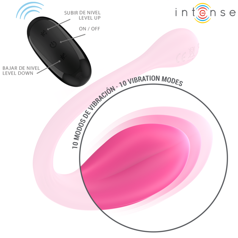 INTENSE - JANICE U VIBRADOR DOBLE ESTIMULACIÓN 10 VIBRACIONES ROSA CONTROL REMOTO