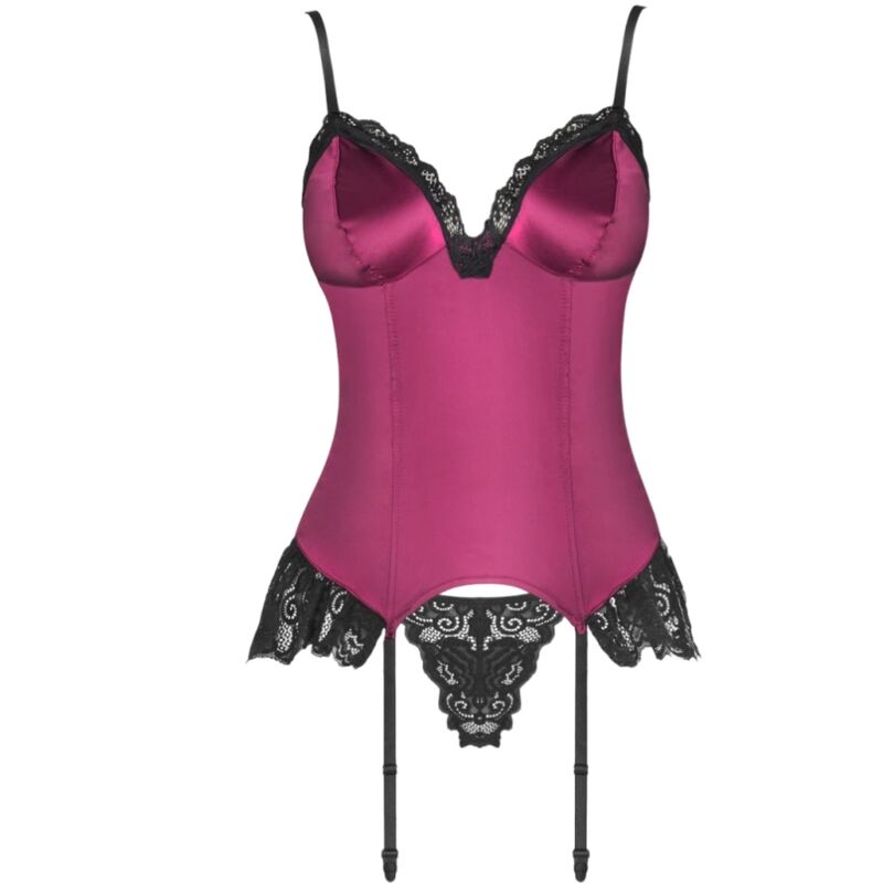 MODA LIVCO CORSETTI - AGRAFENA CF 90436 CORSÉ + TANGA BURDEOS L/XL