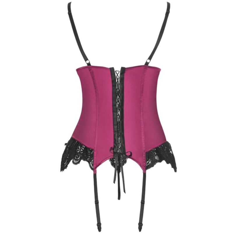 MODA LIVCO CORSETTI - AGRAFENA CF 90436 CORSÉ + TANGA BURDEOS L/XL