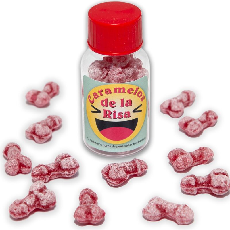 DIABLO PICANTE - 12 CARAMELLE RISATA A FORMA DI PENE FRAGOLA/CILIEGIA