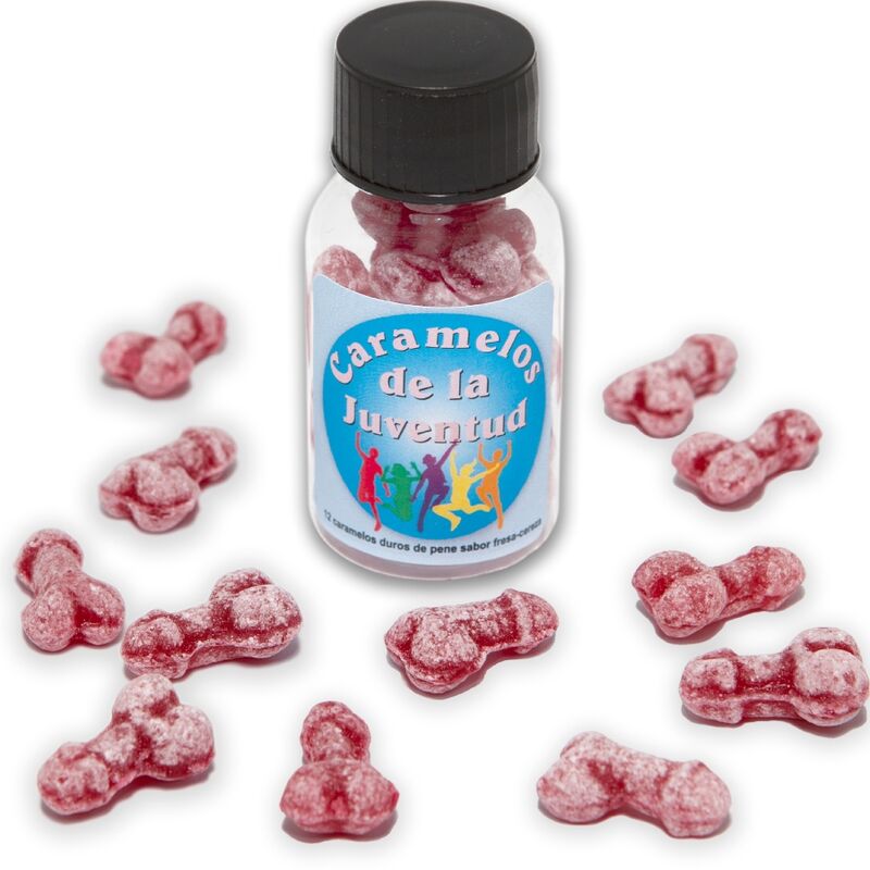 DIABLO PICANTE - 12 CARAMELLE PER GIOVANI A FORMA DI PENE FRAGOLA/CILIEGIA