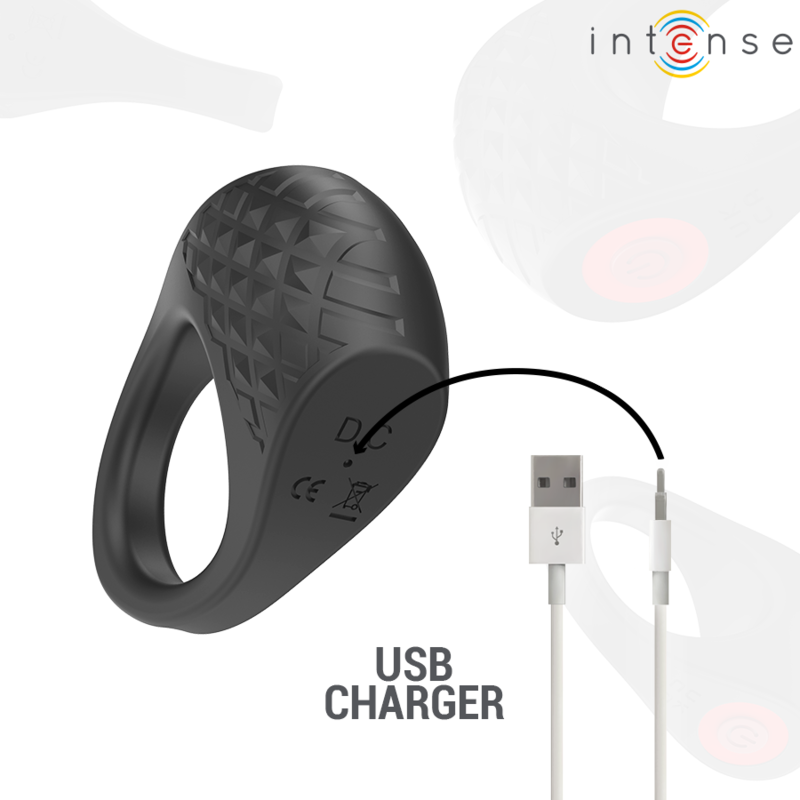 INTENSE - ANILLO VIBRADOR PARA EL PENE CLOVER 10 VIBRACIONES NEGRO