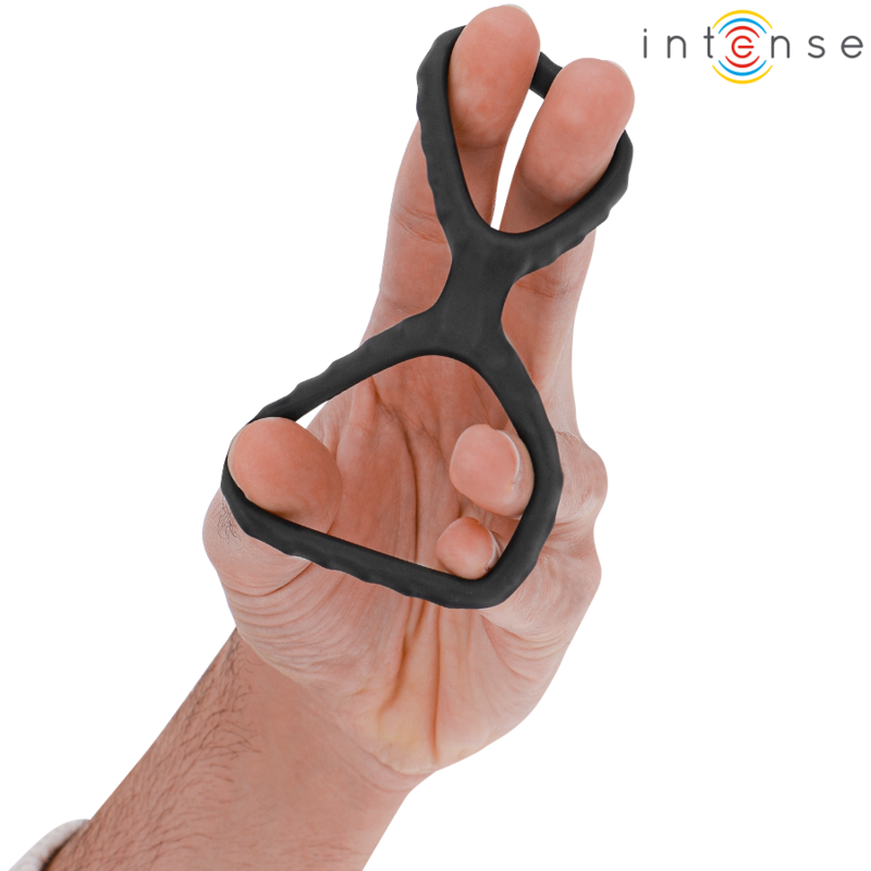 INTENSE - DEWEY DOPPIO ANELLO PER PENE IN SILICONE NERO MODELLO 2