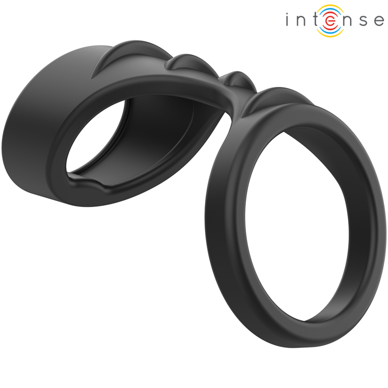 INTENSE - THEO DOPPIO ANELLO PER PENE IN SILICONE NERO MODELLO 3