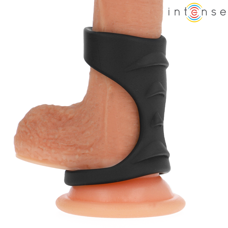 INTENSE - THEO DOPPIO ANELLO PER PENE IN SILICONE NERO MODELLO 3