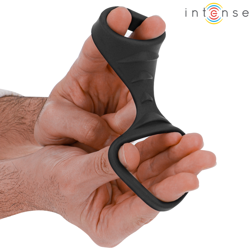 INTENSE - THEO DOPPIO ANELLO PER PENE IN SILICONE NERO MODELLO 3