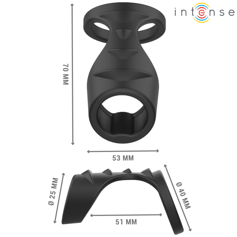 INTENSE - THEO DOPPIO ANELLO PER PENE IN SILICONE NERO MODELLO 3