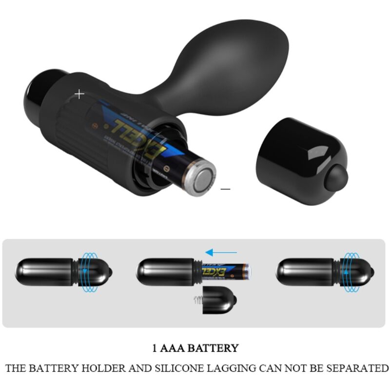 PRETTY LOVE - VIBRA BUTT 10 VIBRACIONES PLUG ANAL NEGRO