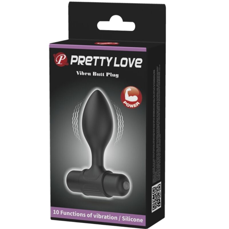 PRETTY LOVE - VIBRA BUTT 10 VIBRACIONES PLUG ANAL NEGRO