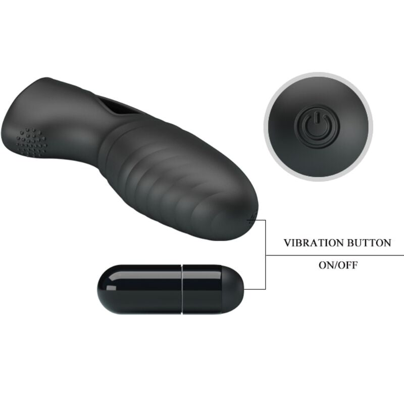 PRETTY LOVE - ALAN VIBRADOR DE DEDO DE SILICONA NEGRO