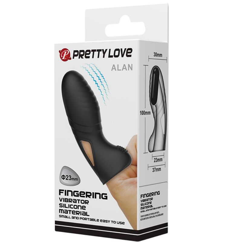 PRETTY LOVE - ALAN VIBRADOR DE DEDO DE SILICONA NEGRO