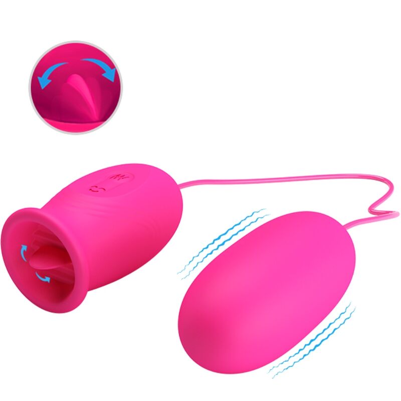 PRETTY LOVE - HUEVO VIBRADOR DAISY + LENGUA ESTIMULANTE DE CLÍTORIS ROSA