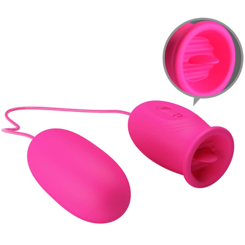 PRETTY LOVE - HUEVO VIBRADOR DAISY + LENGUA ESTIMULANTE DE CLÍTORIS ROSA