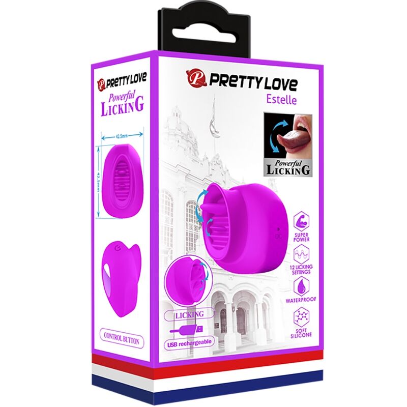 PRETTY LOVE - ESTIMULADOR DE CLÍTORIS CON LENGUA ESTELLE 12 VIBRACIONES MORADO