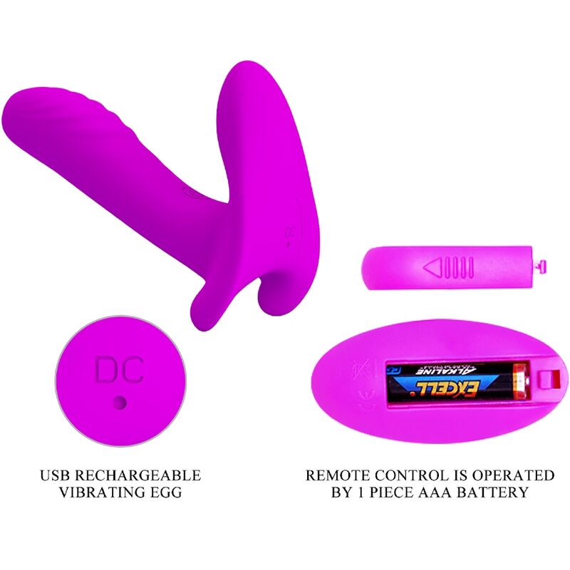PRETTY LOVE - MASAJEADOR Y VIBRADOR 12 VIBRACIONES CONTROL REMOTO MORADO