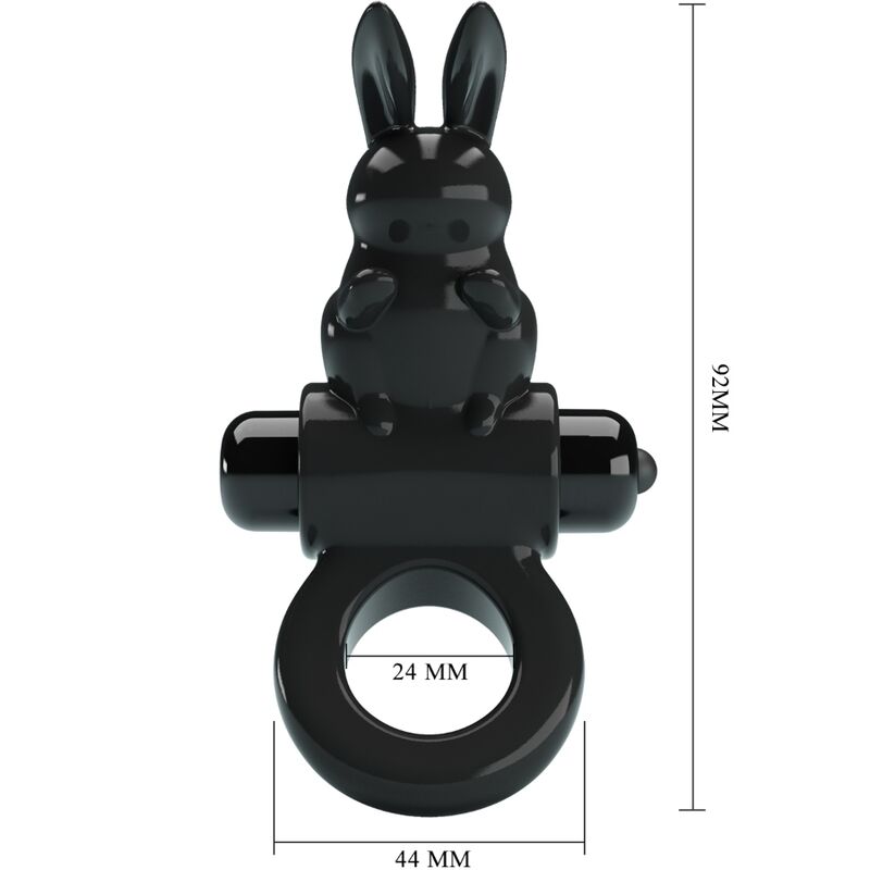 PRETTY LOVE - ANILLO VIBRADOR CONEJO EXCITANTE 10 VIBRACIONES NEGRO