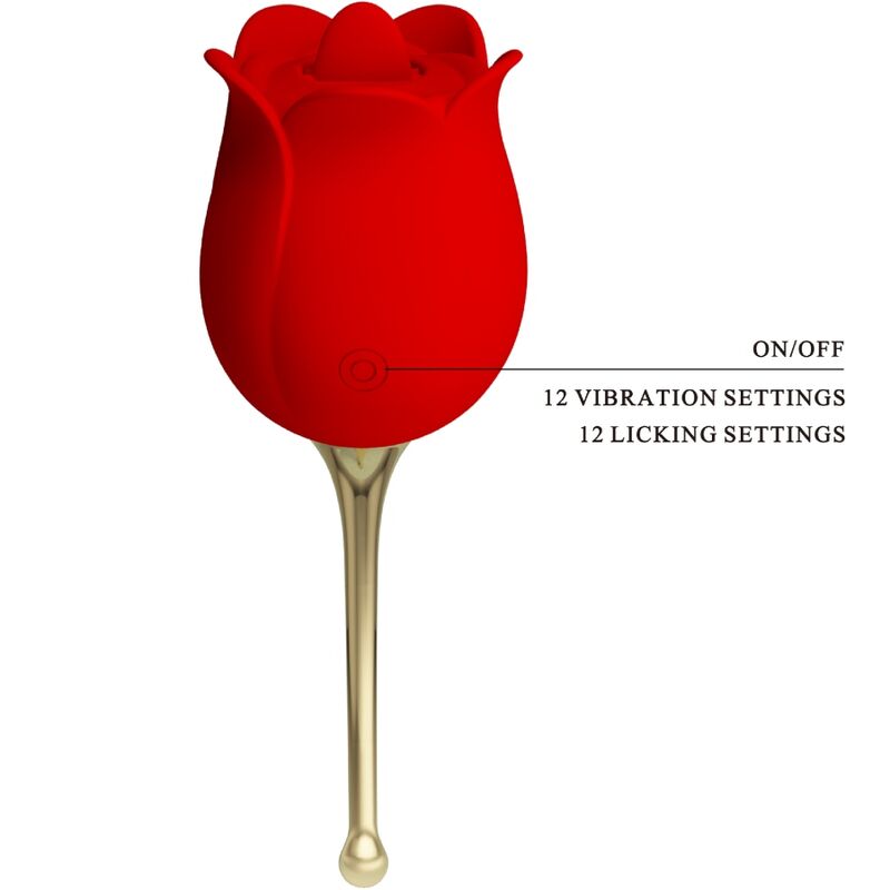 PRETTY LOVE - ROSE LOVER ESTIMULADOR DE CLÍTORIS ROSA 12 VIBRACIONES ROJO