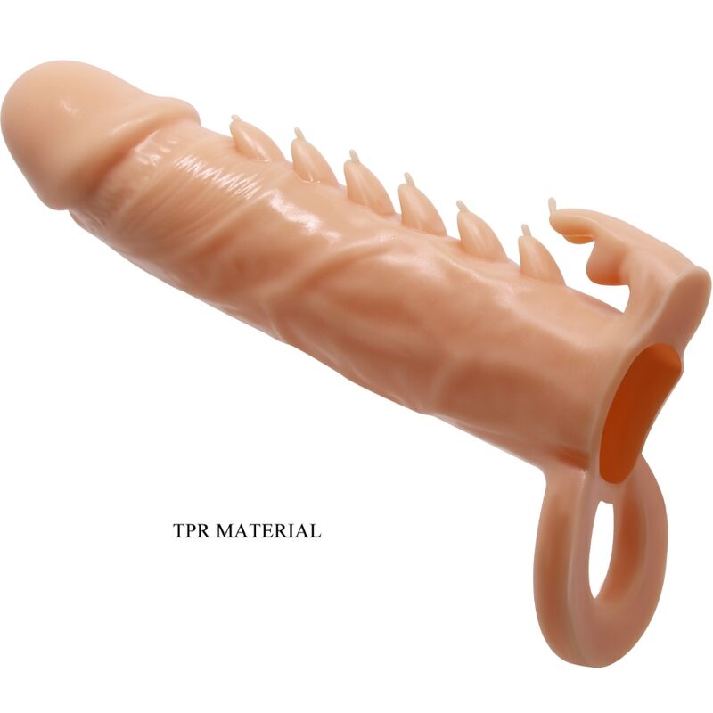 PRETTY LOVE - FUNDA PARA PENE EMMIT + ESTIMULADOR DE CLÍTORIS COLOR CARNE